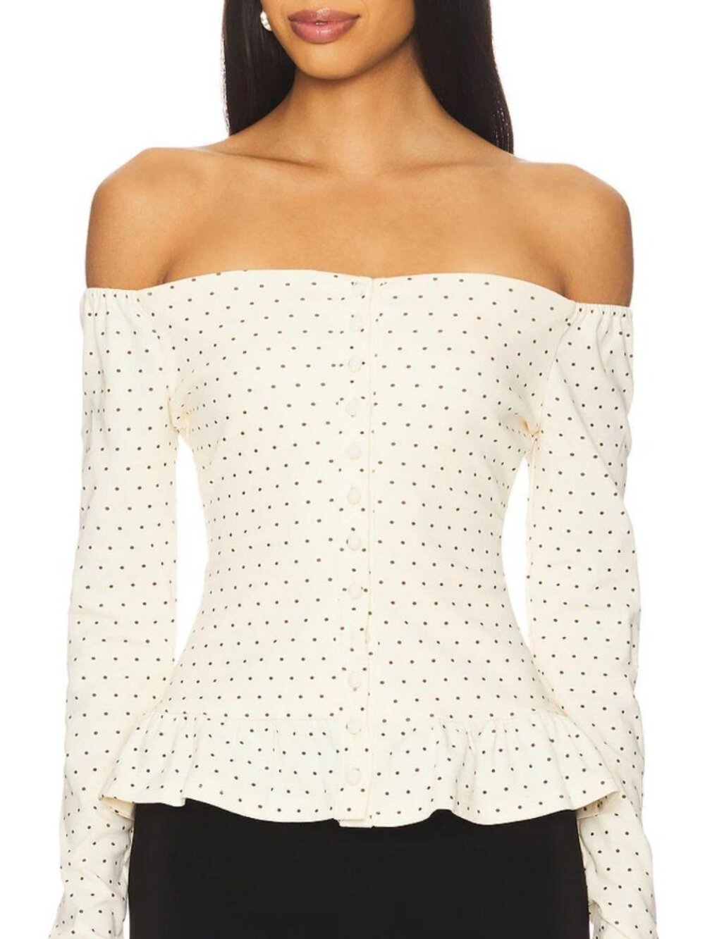 Amelie Teje - Serene Long Sleeve in Yellow Polka Dot (cream colour IRL)